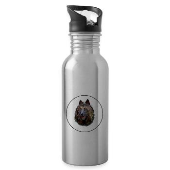 Belgischer Tervuren Hund Aquarell Illustration - Trinkflasche mit integriertem Trinkhalm - Lightsilver - Rechts