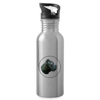 Cane Corso Dog Watercolor Illustration - Water bottle with straw - silver - Right
