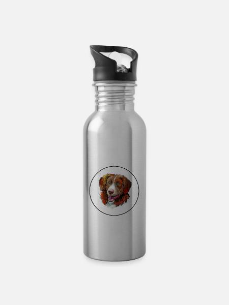 Nova Scotia Duck Tolling Retriever Hond Illustratio - Drinkfles met geïntegreerd rietje - lichtzilver