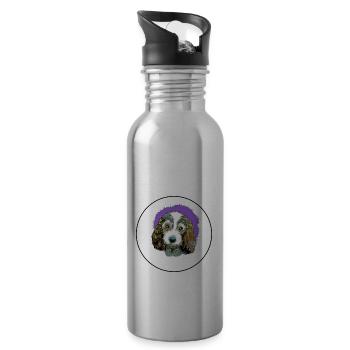 Petit Basset Griffon Vendeen Hund Illustration - Trinkflasche mit integriertem Trinkhalm - Lightsilver - Rechts