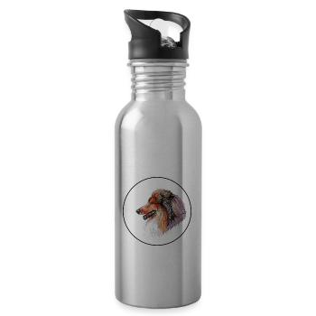 Scotch Collie Hund Aquarell Skizze Illustration - Trinkflasche mit integriertem Trinkhalm - Lightsilver - Rechts