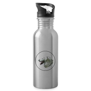 Slowakischer Cuvac Hund Aquarell Illustration - Trinkflasche mit integriertem Trinkhalm - Lightsilver - Rechts