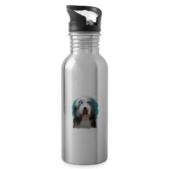 Beagle-Harrier Dufthund Hund Skizze Illustration - Trinkflasche mit integriertem Trinkhalm - Lightsilver - Rechts