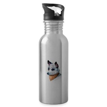 Illustration de l’aquarelle du chien de bétail australien - Gourde avec paille intégrée - argent clair - Droite