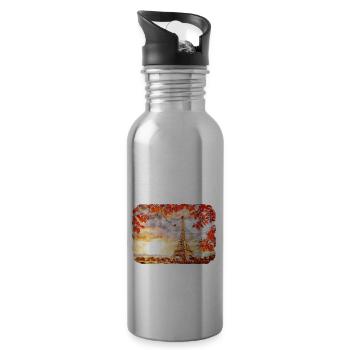 Frankreich Aquarellskizze Handgezeichnete Illustration - Trinkflasche mit integriertem Trinkhalm - Lightsilver - Rechts