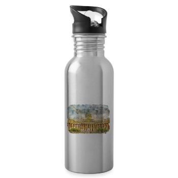 St Petersburg Russia Watercolor Sketch Drawn Illus - Water bottle with straw - silver - Right