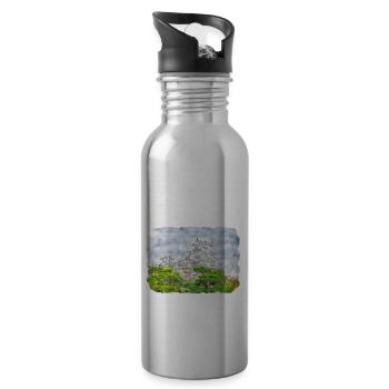 Japan Aquarellskizze Handgezeichnete Illustration - Trinkflasche mit integriertem Trinkhalm - Lightsilver - Rechts