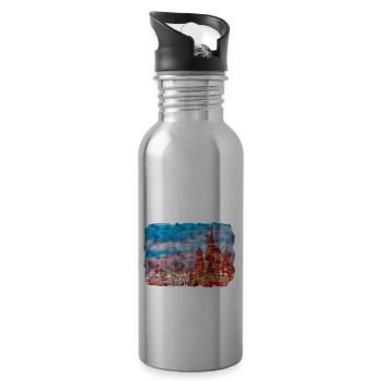 Moscou Russie Aquarelle Esquisse Dessinée Peinture - Gourde avec paille intégrée - argent clair - Droite