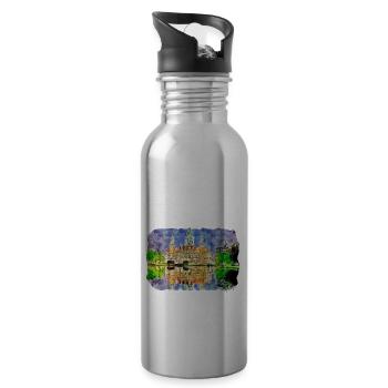 Dhaka Bangladesch Aquarell Skizze gezeichnet illustrat - Trinkflasche mit integriertem Trinkhalm - Lightsilver - Rechts