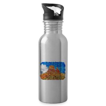 Arizona USA Aquarelle Dessin Dessin Illustration - Gourde avec paille intégrée - argent clair - Droite