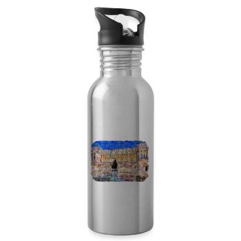 Rome Italie Aquarelle Esquisse Peinture Illustration - Gourde avec paille intégrée - argent clair - Droite