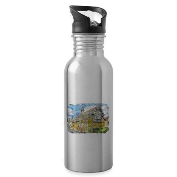 Uk Wahrzeichen Aquarell Skizze Gemälde Illustratio - Trinkflasche mit integriertem Trinkhalm - Lightsilver - Rechts