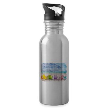Florida USA Watercolor Sketch Drawn Illustration - Water bottle with straw - silver - Right