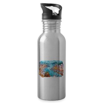 Barcelona Spanien Aquarell Skizze gezeichnet Illustrati - Trinkflasche mit integriertem Trinkhalm - Lightsilver - Rechts