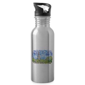 Florida USA Watercolor Sketch Drawn Illustration - Water bottle with straw - silver - Right