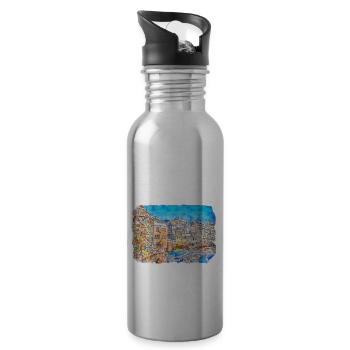 Frankreich Aquarellskizze Handgezeichnete Illustration - Trinkflasche mit integriertem Trinkhalm - Lightsilver - Rechts