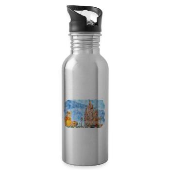 San Miguel De Allende Mexico Watercolor Sketch Dra - Water bottle with straw - silver - Right