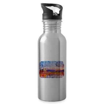 Budapest Ungarn Aquarell Skizze Illustration - Trinkflasche mit integriertem Trinkhalm - Lightsilver - Rechts