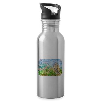China Watercolor Sketch Hand Drawn Illustration - Water bottle with straw - silver - Right