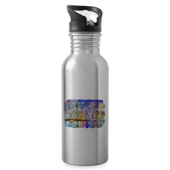 Dubai Uae Aquarell Skizze Handgezeichnetes Gemälde - Trinkflasche mit integriertem Trinkhalm - Lightsilver - Rechts