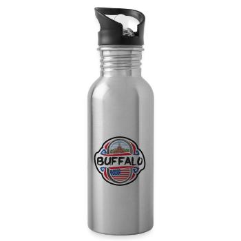 Buffalo USA Drapeau des États-Unis Souvenir de voyage Bad - Gourde avec paille intégrée - argent clair - Droite