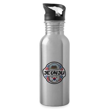 Jeonju Südkorea Flagge Reise Souvenir Abzeichen Stam - Trinkflasche mit integriertem Trinkhalm - Lightsilver - Rechts