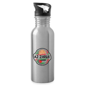 Az Zarqa' Jordan Flag Badge Travel Souvenir Stamp - Water bottle with straw - silver - Right