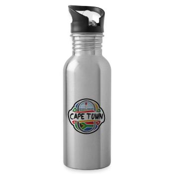 Kapstadt Südafrika Flagge Reise Souvenir Abzeichen - Trinkflasche mit integriertem Trinkhalm - Lightsilver - Rechts