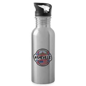 Asheville Vereinigte Staaten Flagge Reisesouvenir B - Trinkflasche mit integriertem Trinkhalm - Lightsilver - Rechts