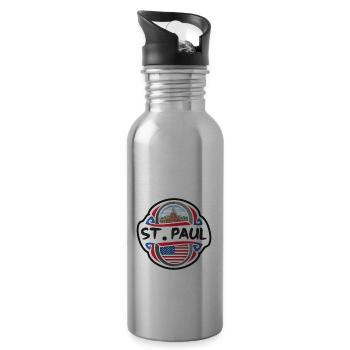 St. Paul USA Drapeau des États-Unis Souvenir de voyage Ba - Gourde avec paille intégrée - argent clair - Droite
