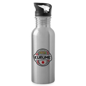 Kurume Japan Flag Badge Travel Souvenir Stamp - Water bottle with straw - silver - Right