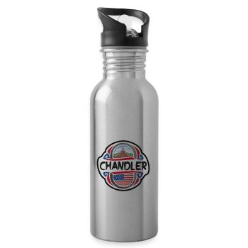 Chandler USA United States Flag Travel Souvenir Ba - Water bottle with straw - silver - Right
