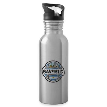 Banfield Argentine Drapeau Voyage Souvenir Badge Stam - Gourde avec paille intégrée - argent clair - Droite