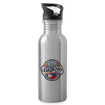 Legazpi City Philippines Flag Travel Souvenir Badg - Water bottle with straw - silver - Right