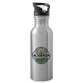 Alvorada Brésil Drapeau Badge Voyage Souvenir Timbre - Gourde avec paille intégrée - argent clair - Droite