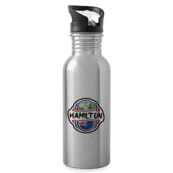 Hamilton Neuseeland Flagge Reise Souvenir Abzeichen St - Trinkflasche mit integriertem Trinkhalm - Lightsilver - Rechts