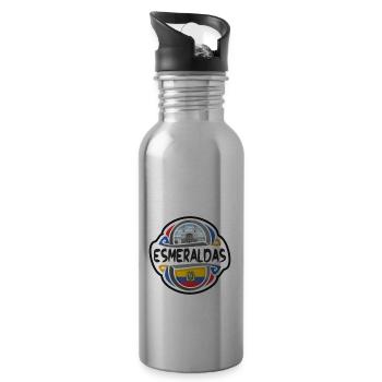 Esmeraldas Ecuador Flagge Reise Souvenir Abzeichen Stam - Trinkflasche mit integriertem Trinkhalm - Lightsilver - Rechts