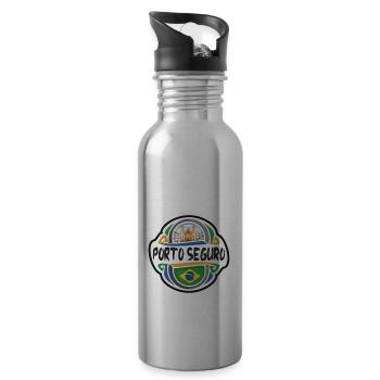 Porto Seguro Brazil Flag Travel Souvenir Badge Sta - Water bottle with straw - silver - Right