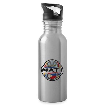 Mati Philippines Flag Badge Travel Souvenir Stamp - Water bottle with straw - silver - Right