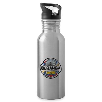 Riobamba Ecuador Flagge Abzeichen Reise Souvenir Stempel - Trinkflasche mit integriertem Trinkhalm - Lightsilver - Rechts
