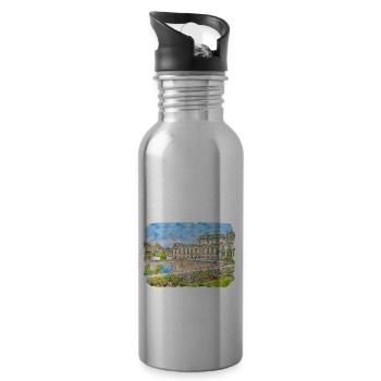 Vienna Austria Watercolor Sketch Painting - Water bottle with straw - silver - Right
