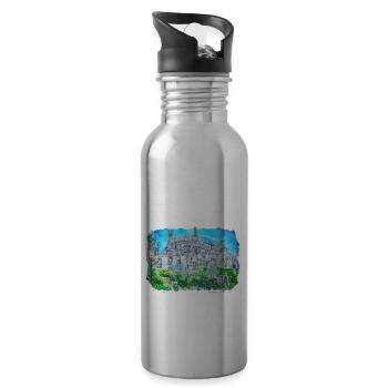 England UK Watercolor Sketch Drawn Illustration - Water bottle with straw - silver - Right