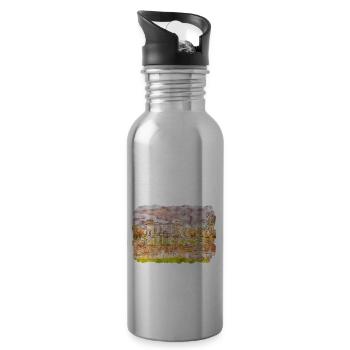 Indien Wahrzeichen Aquarell Skizze Farbe Illustratio - Trinkflasche mit integriertem Trinkhalm - Lightsilver - Rechts