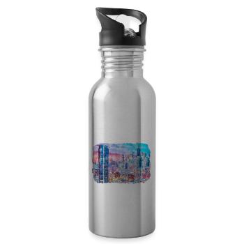 Chicago USA Aquarell Skizze gezeichnete Illustration - Trinkflasche mit integriertem Trinkhalm - Lightsilver - Rechts