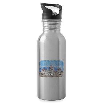Budapest Ungarn Aquarell Skizze Zeichnung Zeichnung - Trinkflasche mit integriertem Trinkhalm - Lightsilver - Rechts