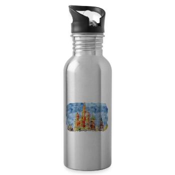 Moscou Russie Aquarelle Esquisse Dessin Dessiné - Gourde avec paille intégrée - argent clair - Droite