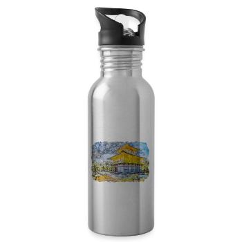 Japan Aquarellskizze Handgezeichnete Illustration - Trinkflasche mit integriertem Trinkhalm - Lightsilver - Rechts