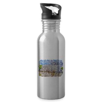 Frankreich Aquarellskizze Handgezeichnete Illustration - Trinkflasche mit integriertem Trinkhalm - Lightsilver - Rechts