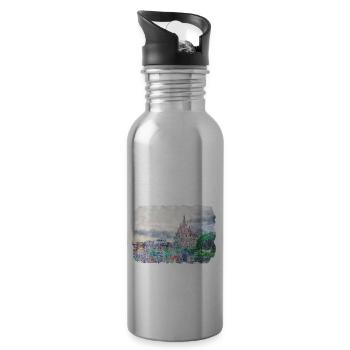 San Miguel De Allende Mexico Watercolor Sketch Dra - Water bottle with straw - silver - Right
