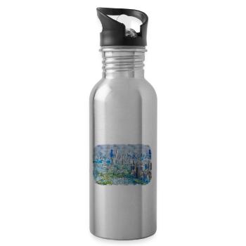 Chicago USA Aquarell Skizze gezeichnete Illustration - Trinkflasche mit integriertem Trinkhalm - Lightsilver - Rechts